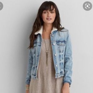 American Eagle Denim Sherpa Jacket